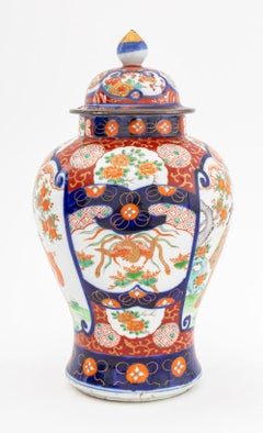 Jarrón japonés con tapa de Imari Porcelain