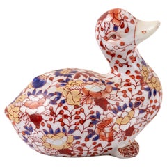 Vintage Japanese Imari Porcelain Duck Sculpture 
