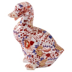 Vintage Japanese Imari Porcelain Duck Sculpture 