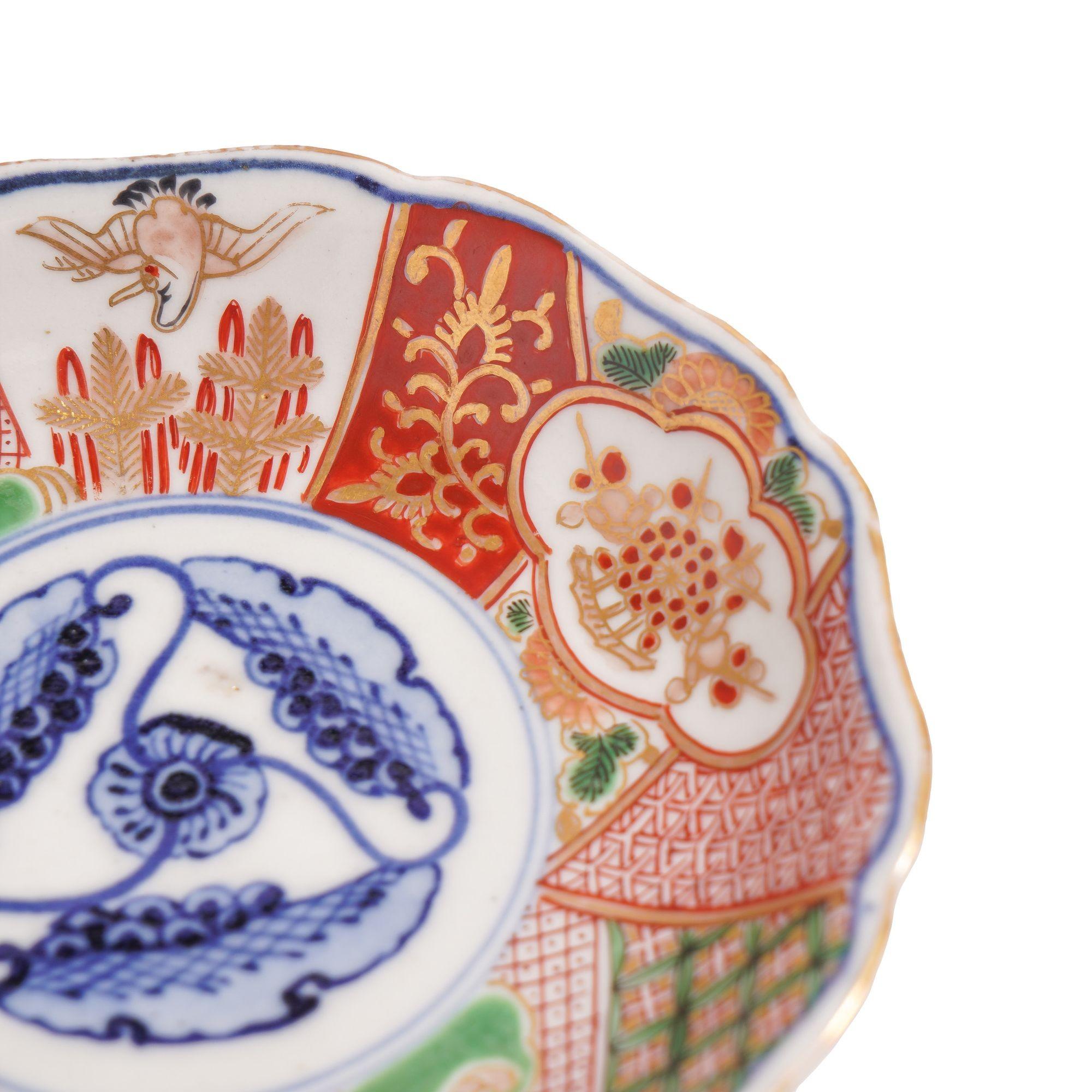 19th Century Japanese Imari porcelain footed saucer, c. 1840 For Sale