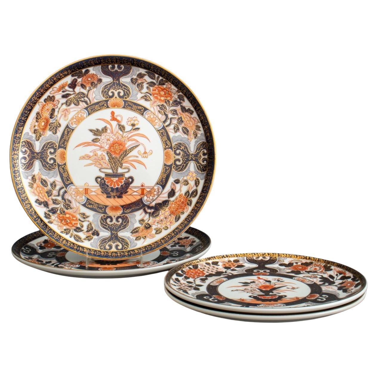 Japanese Imari Porcelain Plates, 4 For Sale