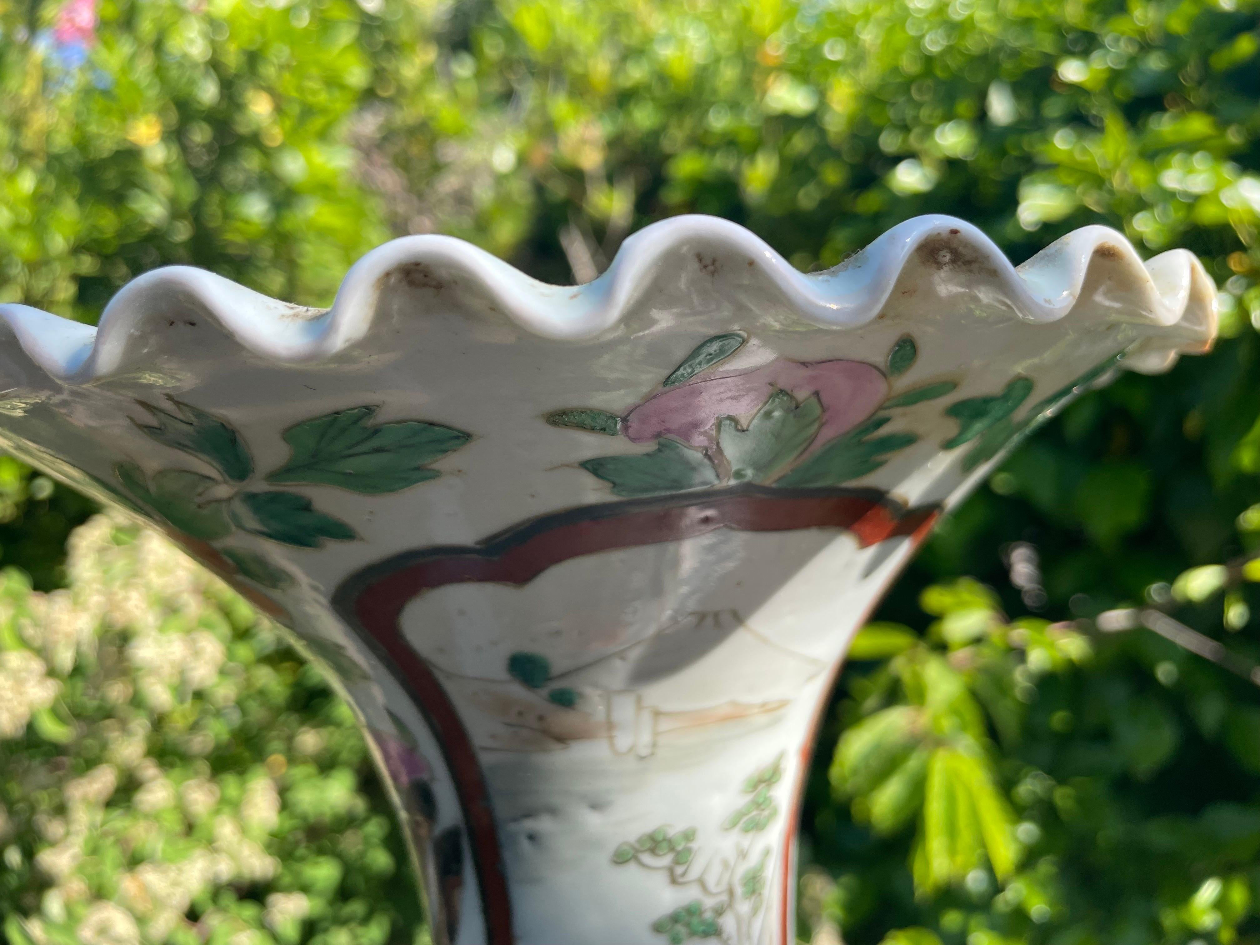 Japanese Imari Porcelain Trumpet Neck Floor Vase, 1930, Samourai For Sale 3