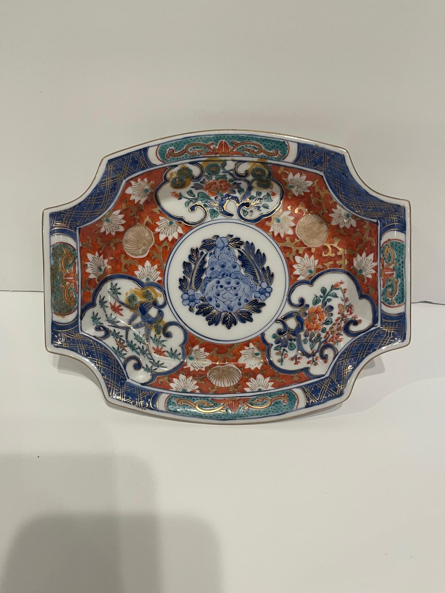 Porcelain Japanese Imari Small Canted Corner Bowl, 19th Century For Sale