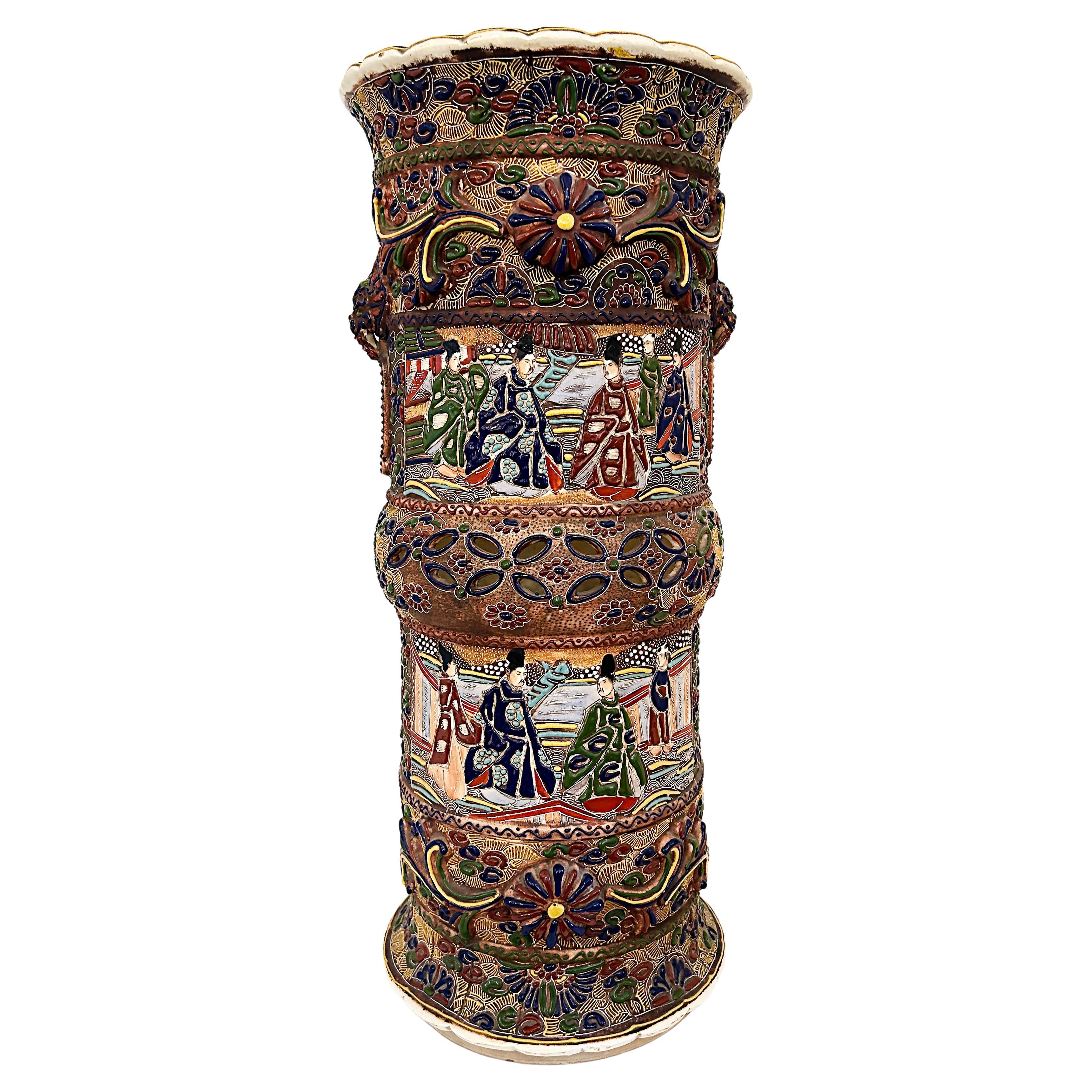 Japanese Imari Umbrella Walking Stick Stand For Sale