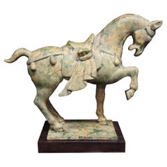 Vintage Japanese Imperial Tang Dynasty Style Cast Bronze Horse Figure Statue Sculpture