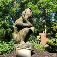 Japanese Important Bronze "Bathing Beauty” Midcentury Sculptor Takashi