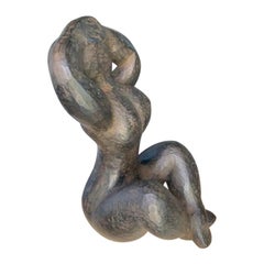 Vintage Japanese Important Bronze Mid Century Nude Sculpture,  Artist Zenich