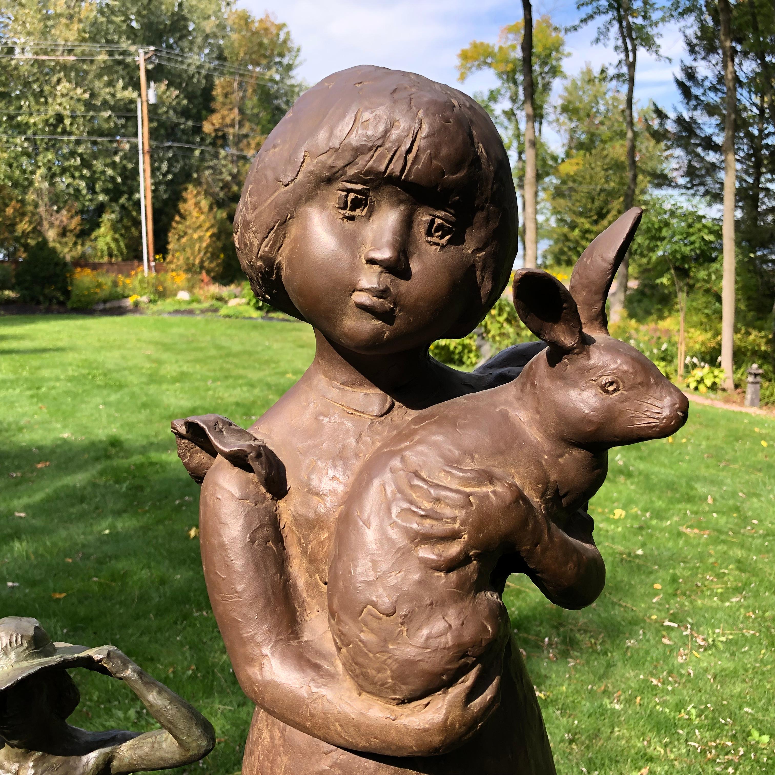 Cast Japanese Important Tall Bronze  Rabbit Girl Of Wonderland For Sale
