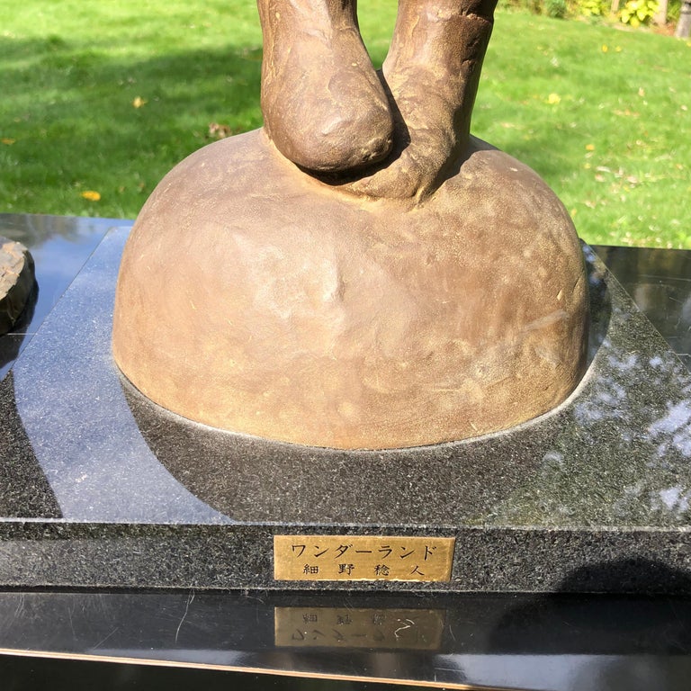 Japanese Important Bronze Rabbit Girl  In Good Condition For Sale In South Burlington, VT