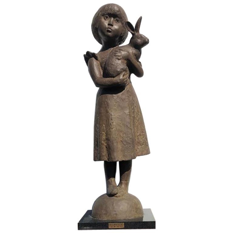 Mid-Century Modern Grand bronze japonais important  Girl Of Wonderland en vente