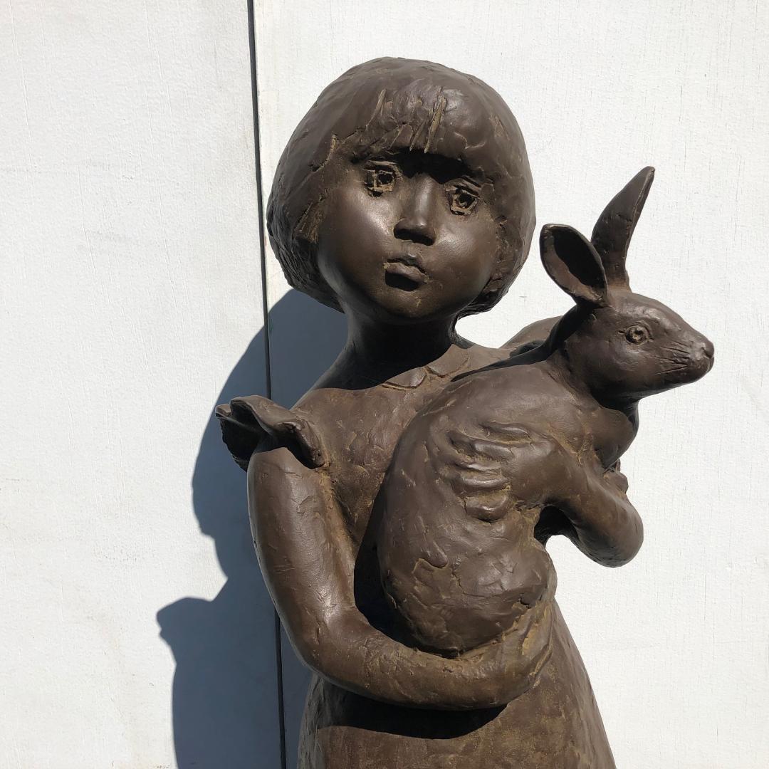 Japanese Important Tall Bronze  Rabbit Girl Of Wonderland For Sale 1