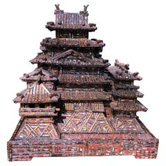 Japanese Important  Black Lacquer Masterpiece Castle