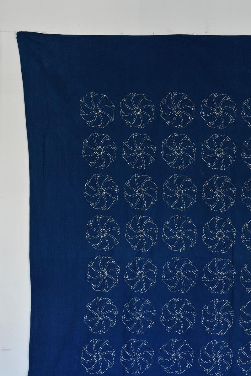 20th Century Japanese Indigo Dyed Old Embroidery Cloth / Japanese Toy Pattern / 1912-1960 For Sale