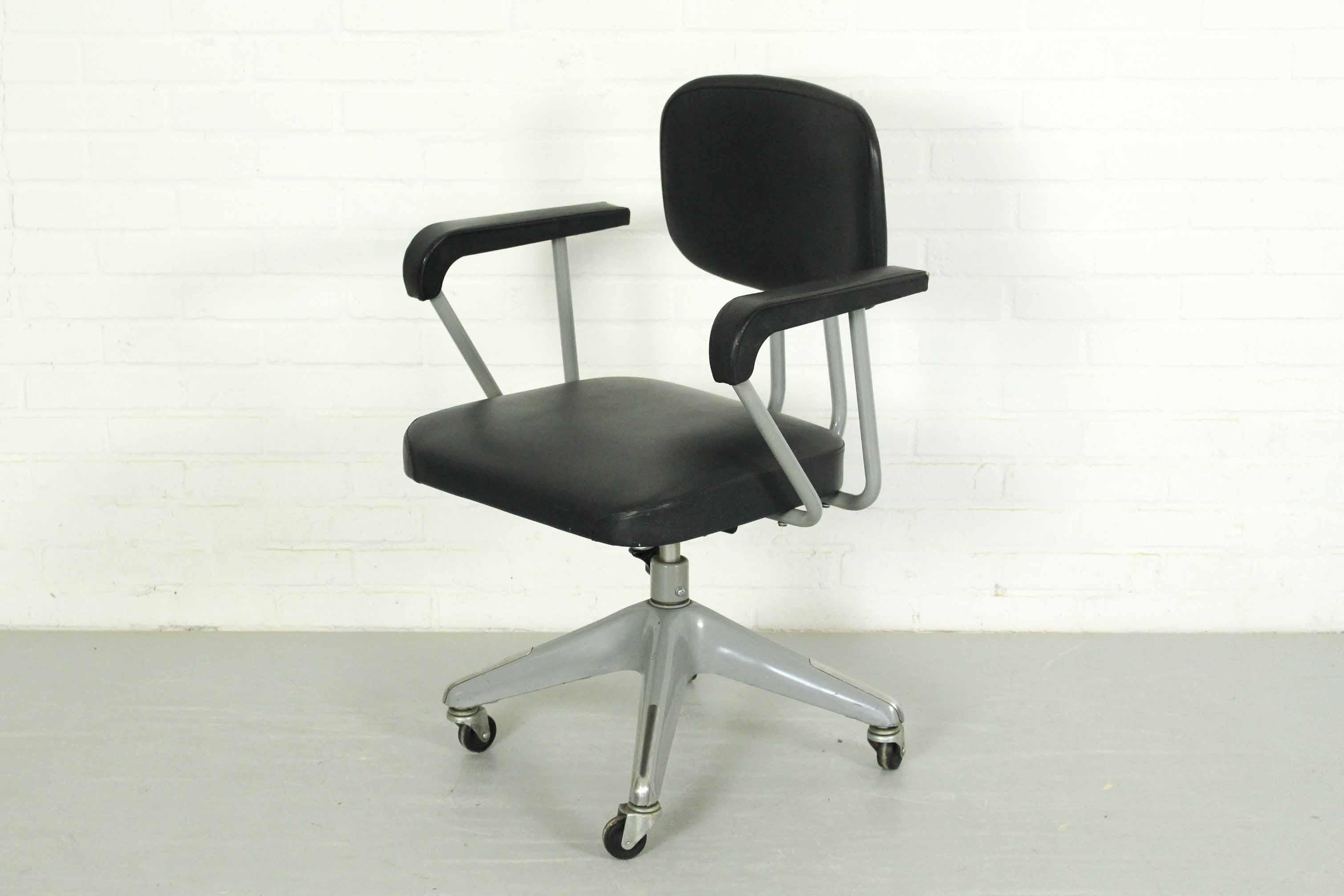 Metal Japanese Industrial Office Desk Chair by Takashi Okamura, 1950s