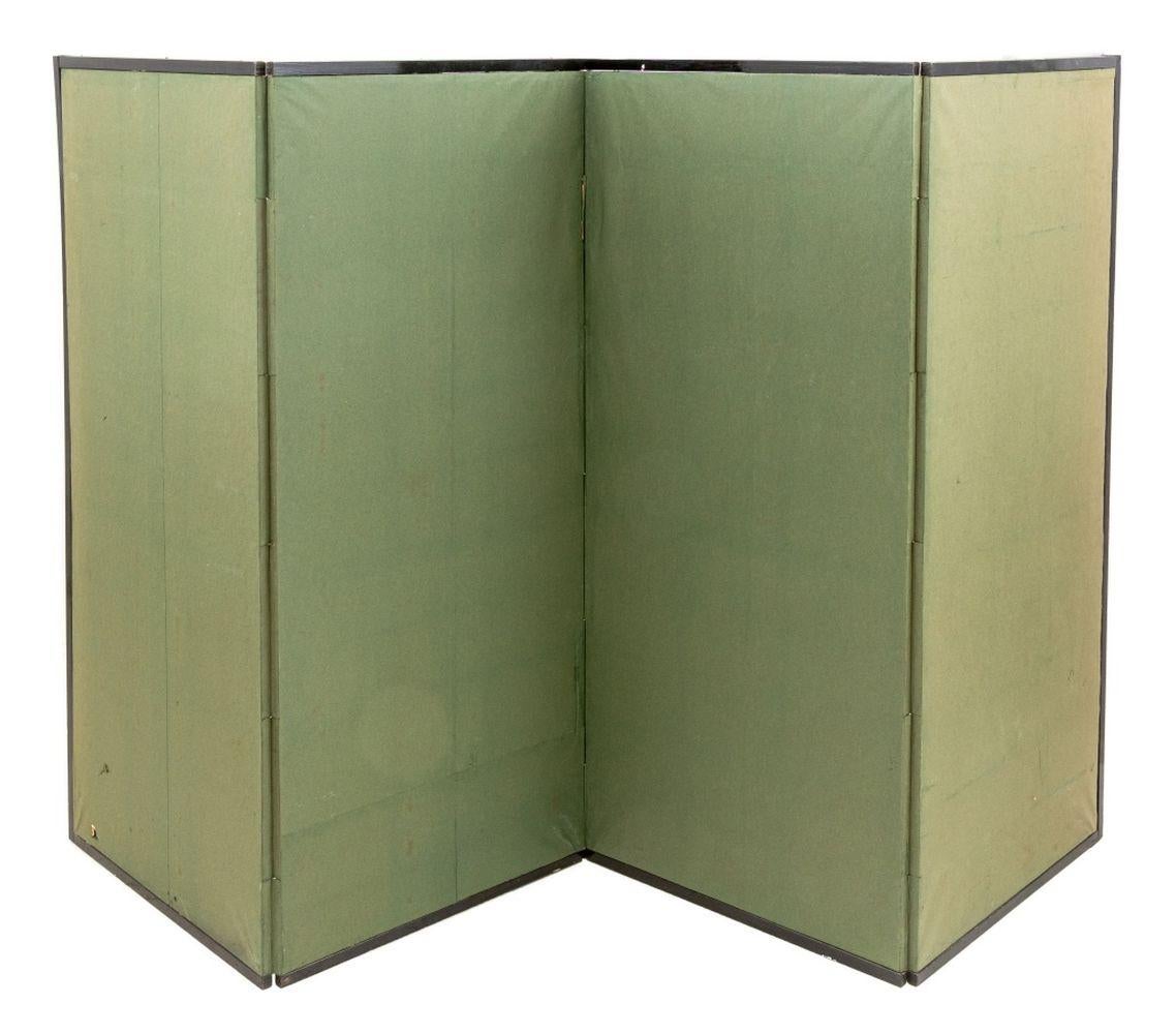 Hand-Painted Japanese Ink and Watercolor 4-Panel Floor Screen For Sale