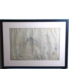 Japanese Ink on Paper Wood Block Shunga Artist’s Color and Pattern Illustration