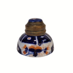 Japanese inkwell, Imari porcelain and gilt bronze, Japan