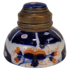 Japanese inkwell, Imari porcelain and gilt bronze, Japan