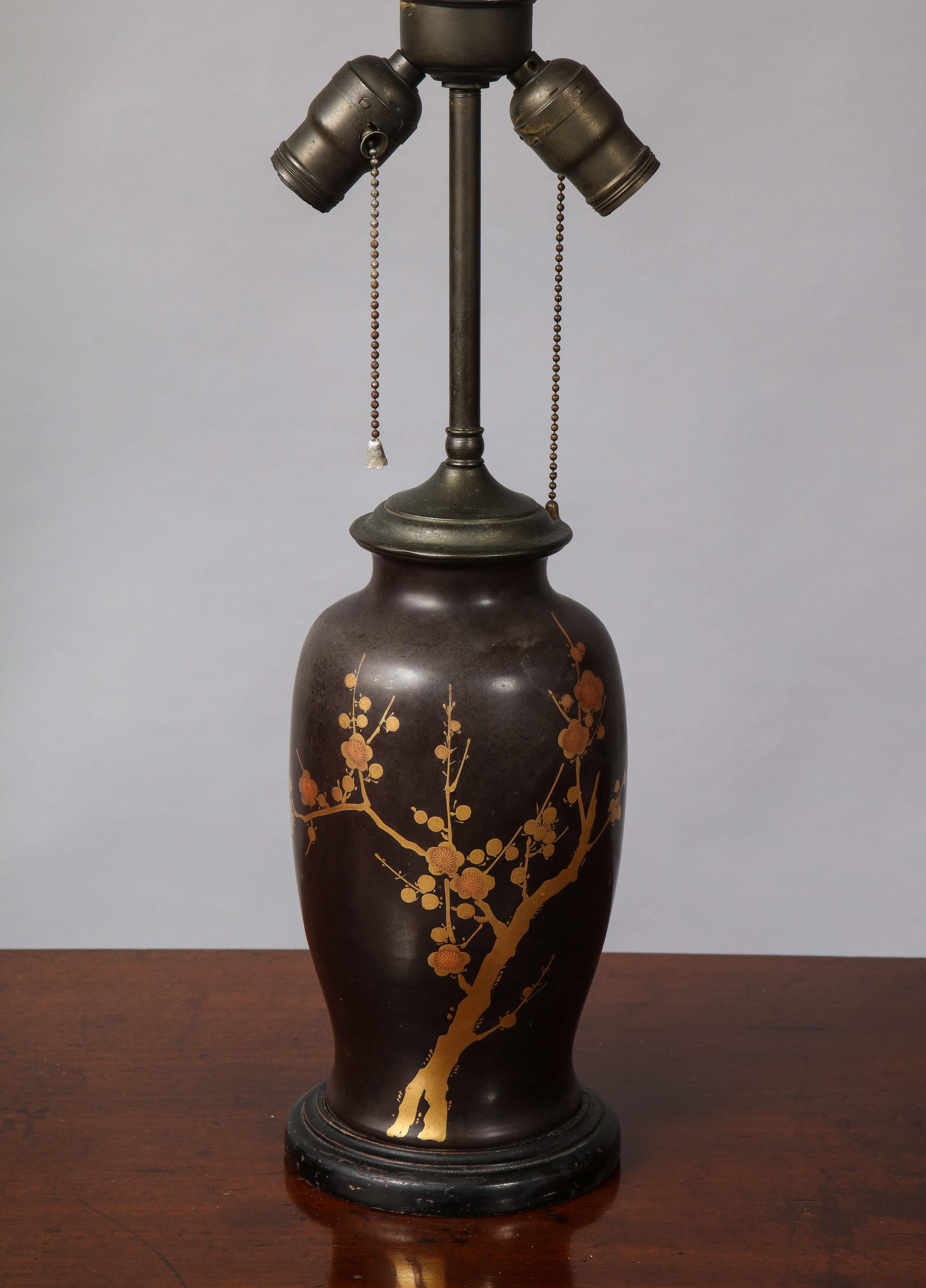 Japanese Inspired Bronze Lamp For Sale 2