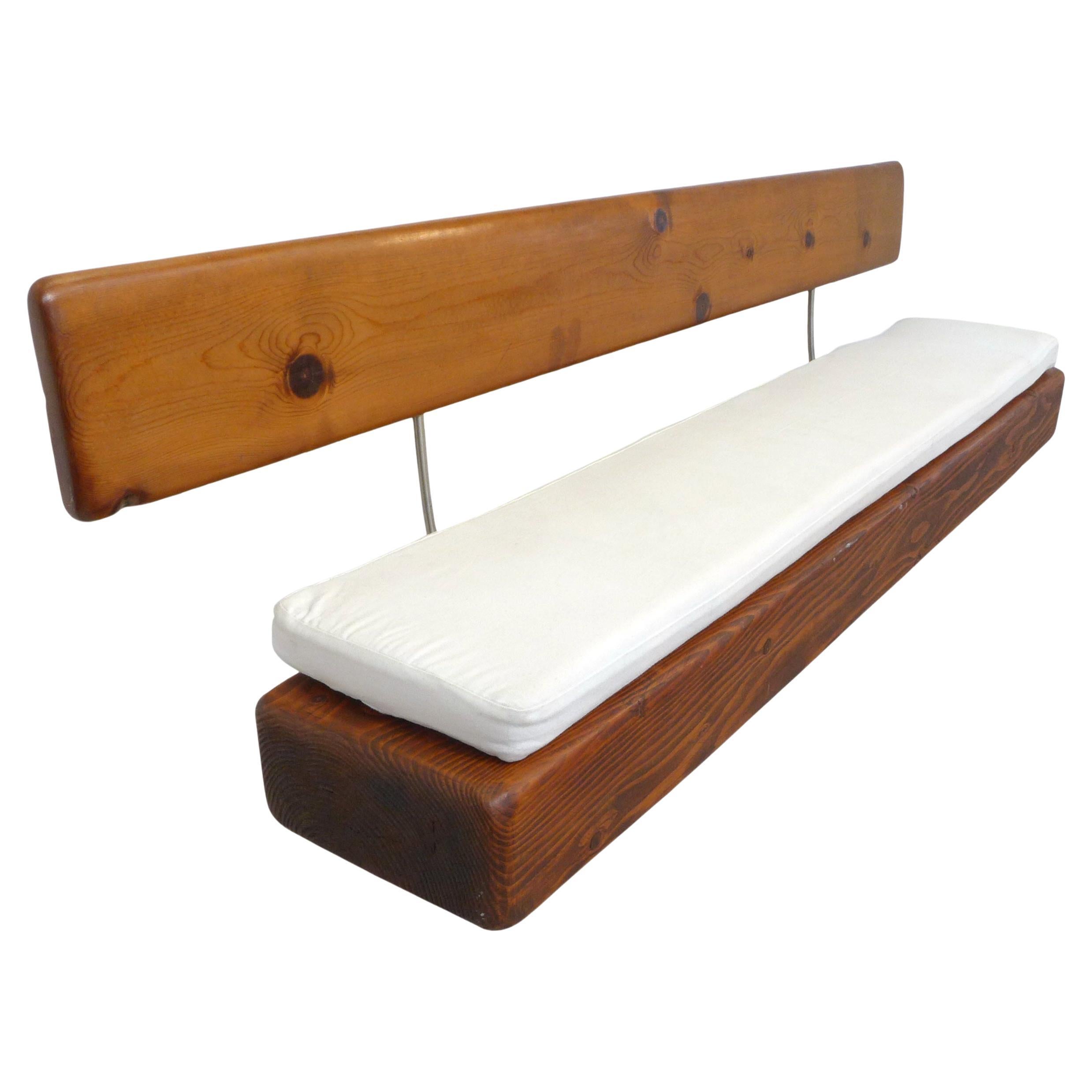 Japanese Inspired Low Wood & Aluminum Bench For Sale