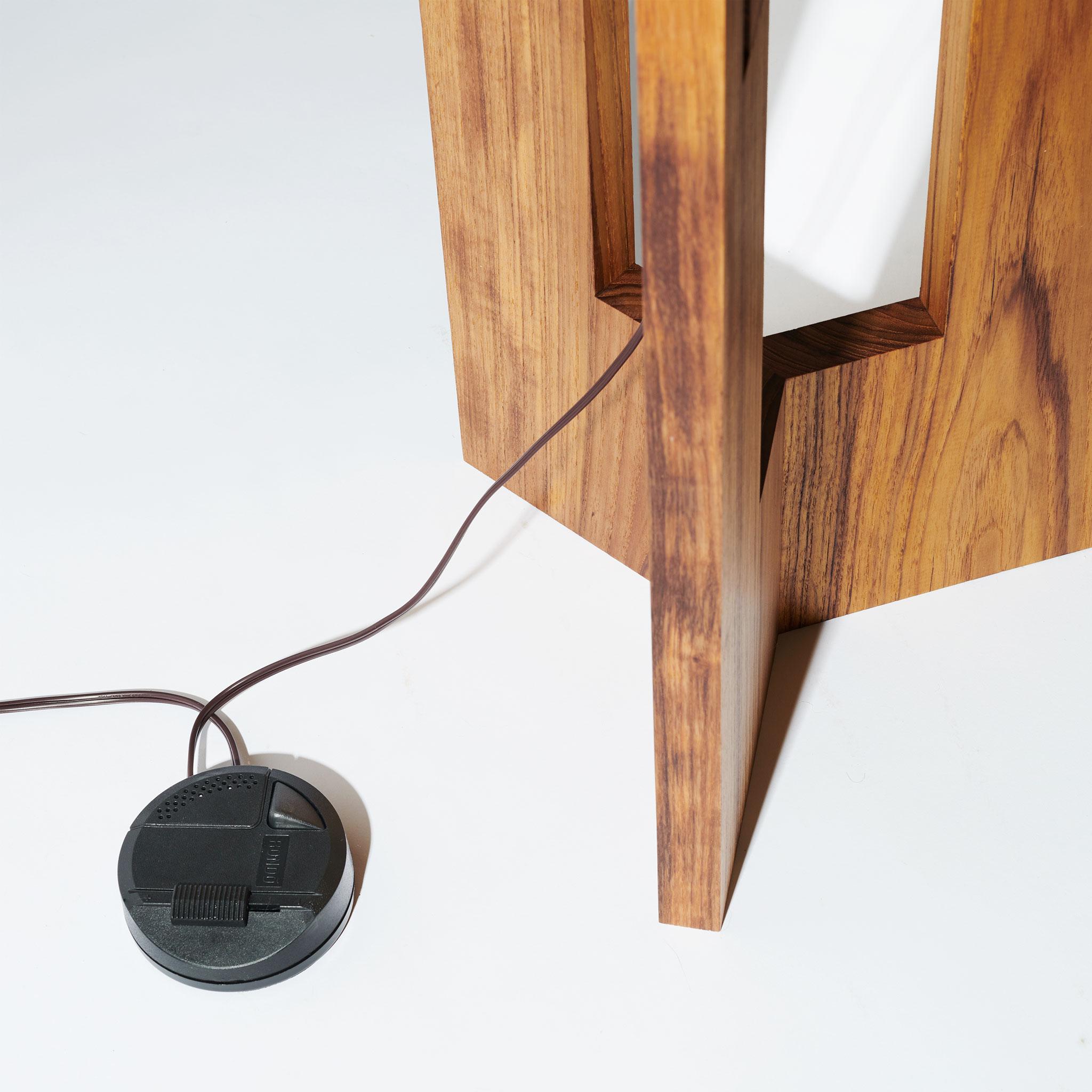 Brass Japanese inspired mid-century Teak Floor Lamp For Sale