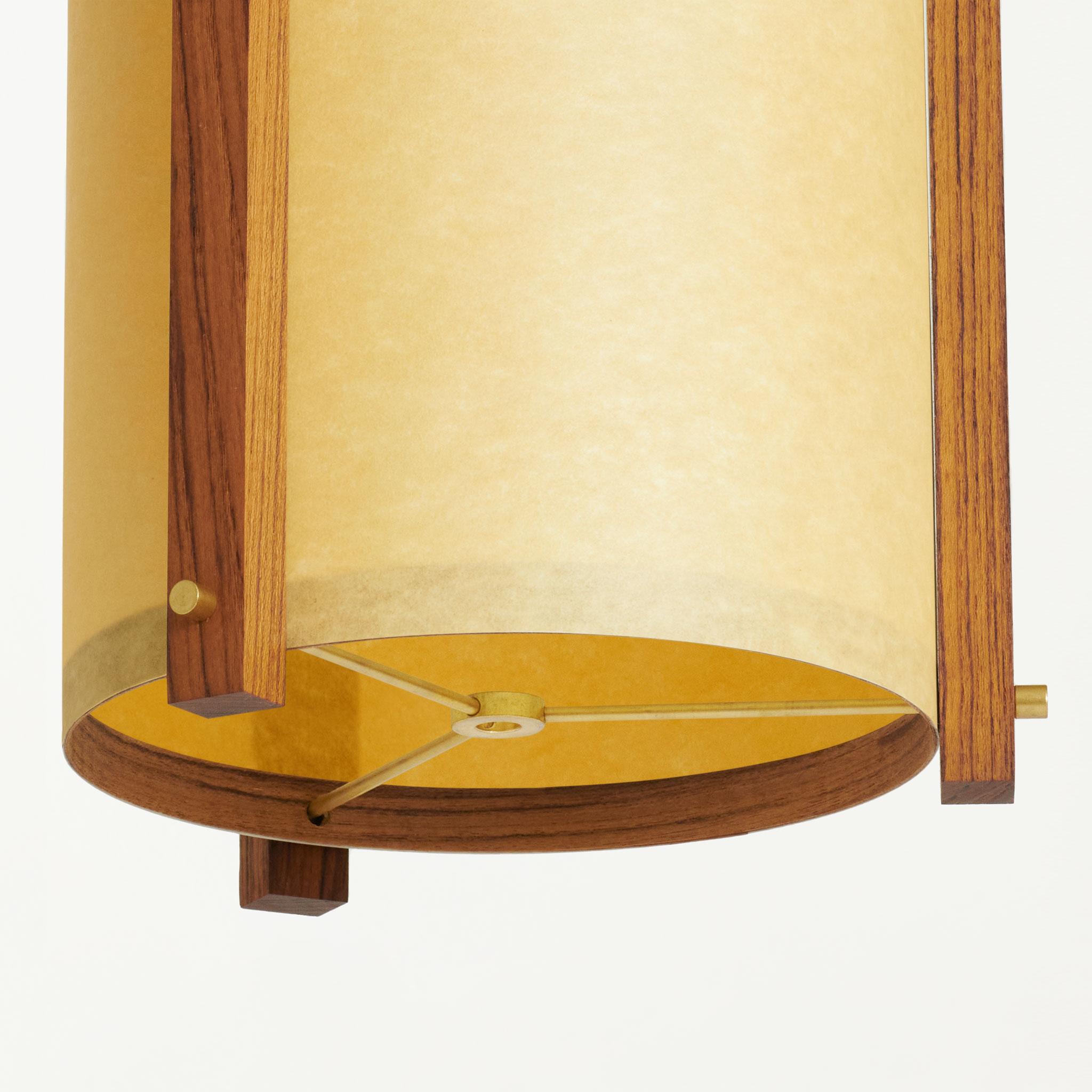American Japanese inspired mid-century Teak and Brass Pendant Lamp - medium For Sale