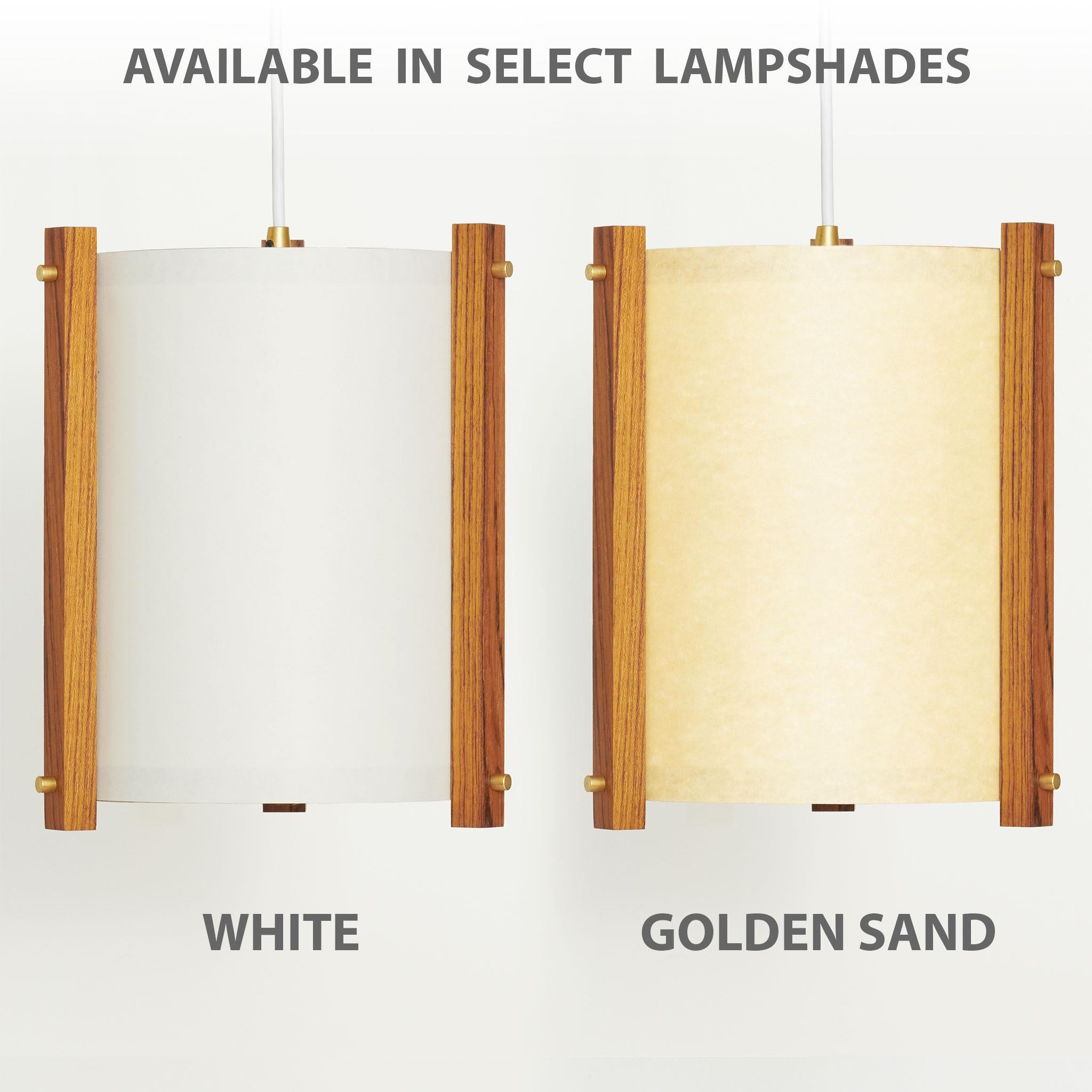 Contemporary Japanese inspired mid-century Teak and Brass Pendant Lamp - medium For Sale