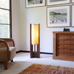 Japanese inspired mid-century Walnut Floor Lamp