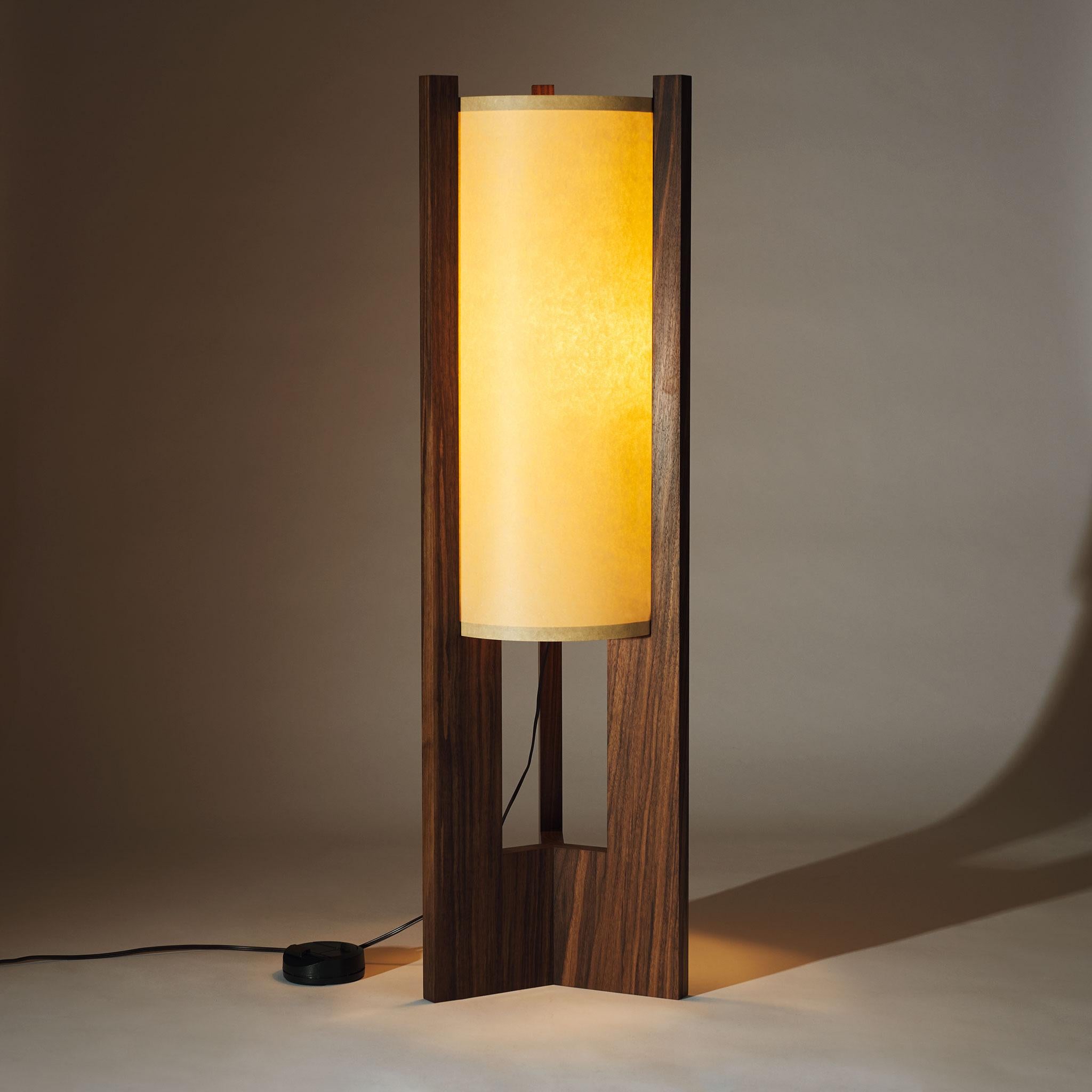 Mid-Century Modern Japanese inspired mid-century Walnut Floor Lamp For Sale