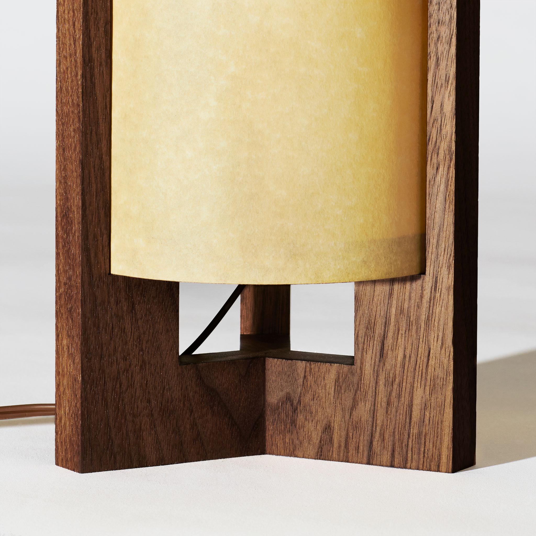 American Japanese inspired mid-century Walnut Table Lamp For Sale