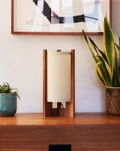 Japanese inspired mid-century "white" Walnut Table Lamp