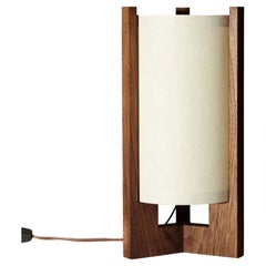 Japanese inspired mid-century "white" Walnut Table Lamp