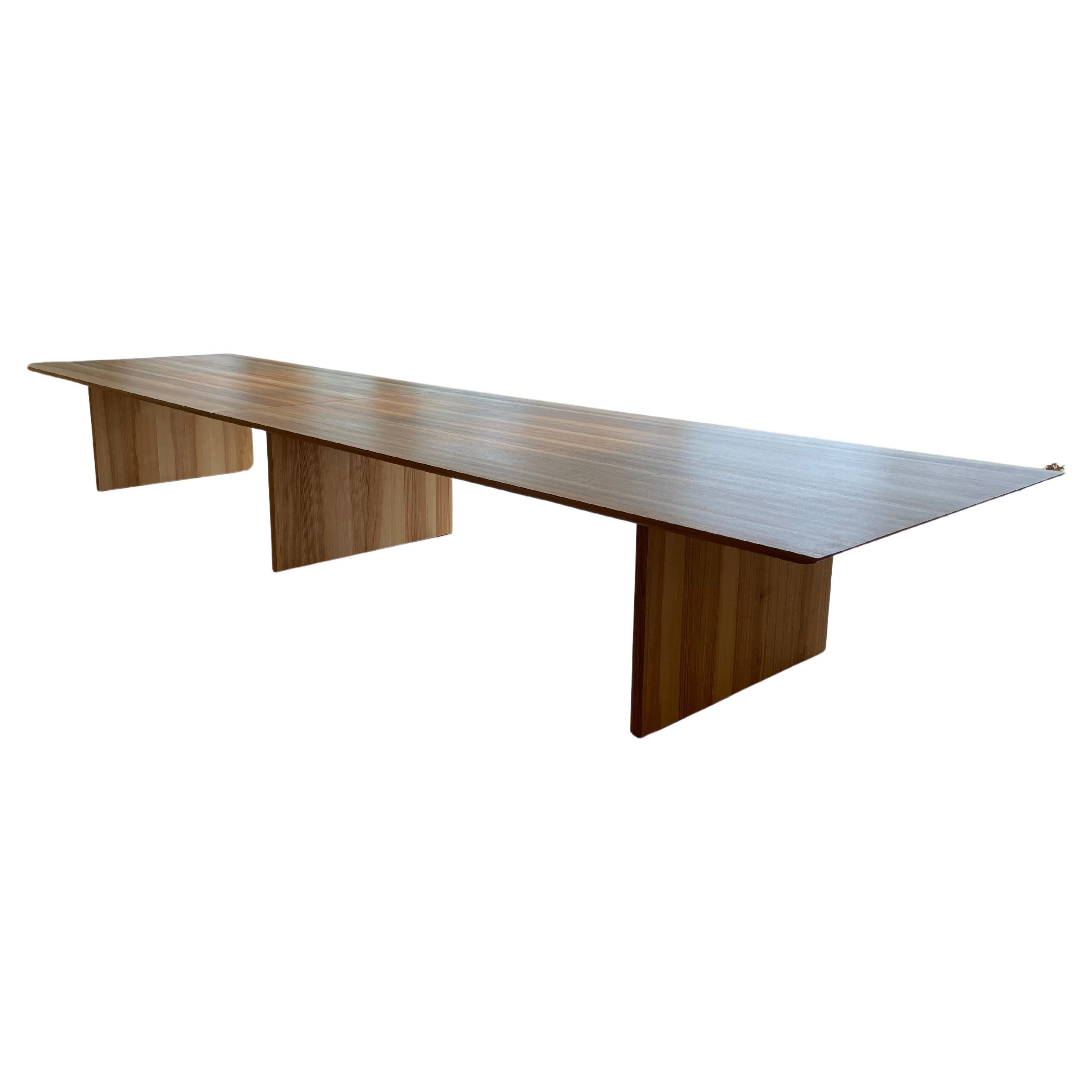 Japanese Inspired Solid Ash Wooden Dining Table Seats 20, Custom For Sale