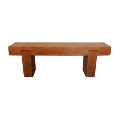 Japanese Inspired Studio Wood Bench, France, 1960s