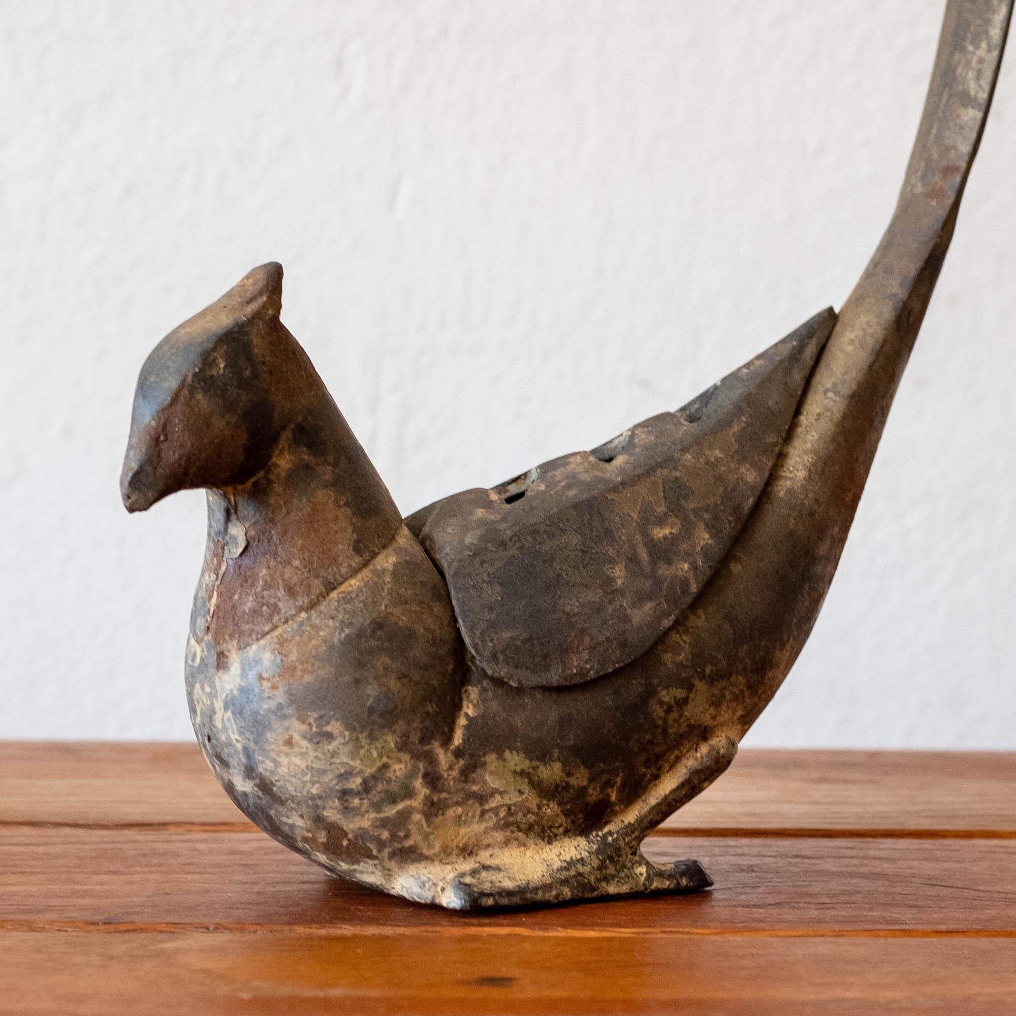 Japanese Iron Abstract Bird Incense Burner In Good Condition In San Diego, CA