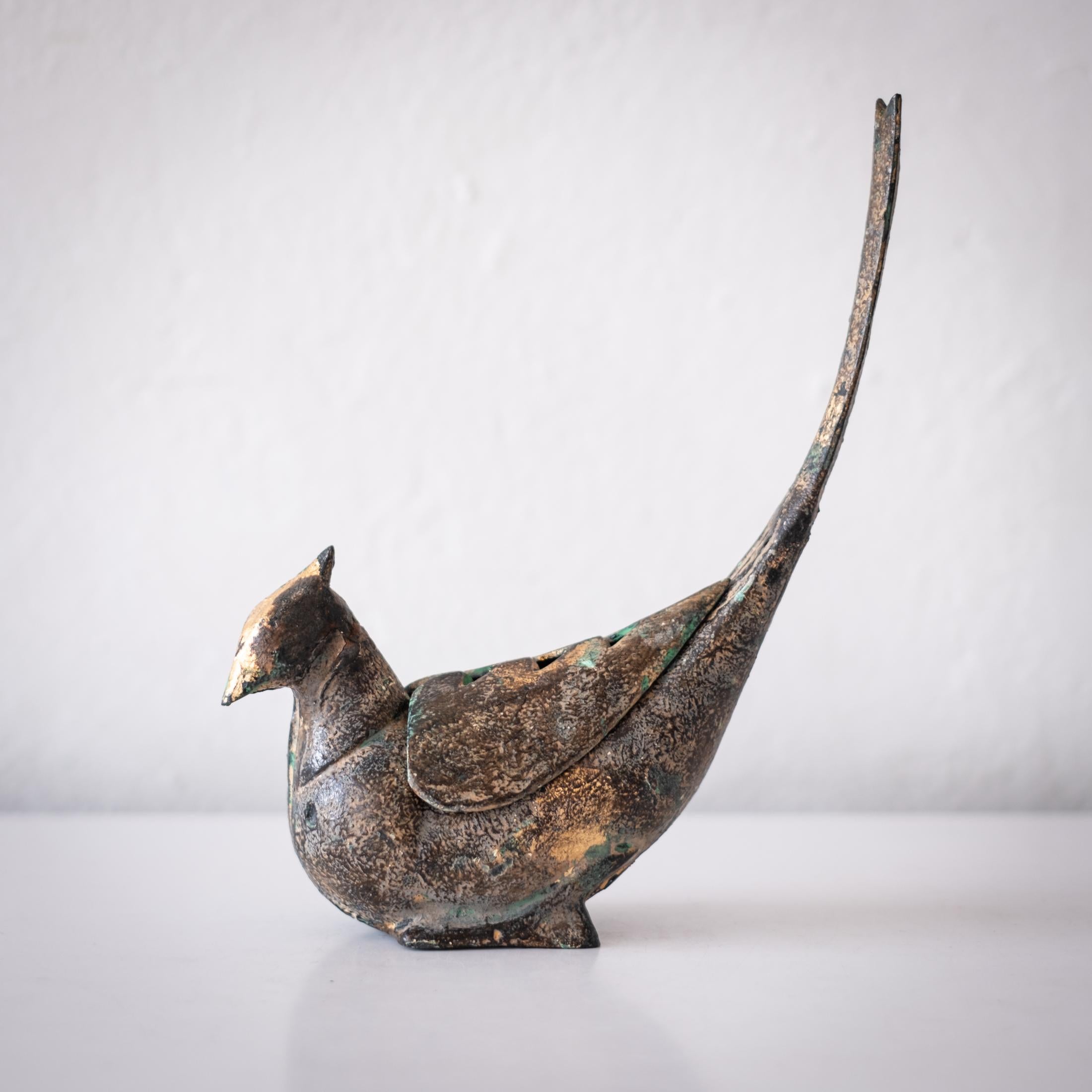 Mid-20th Century Japanese Iron Abstract Bird Incense Burner For Sale