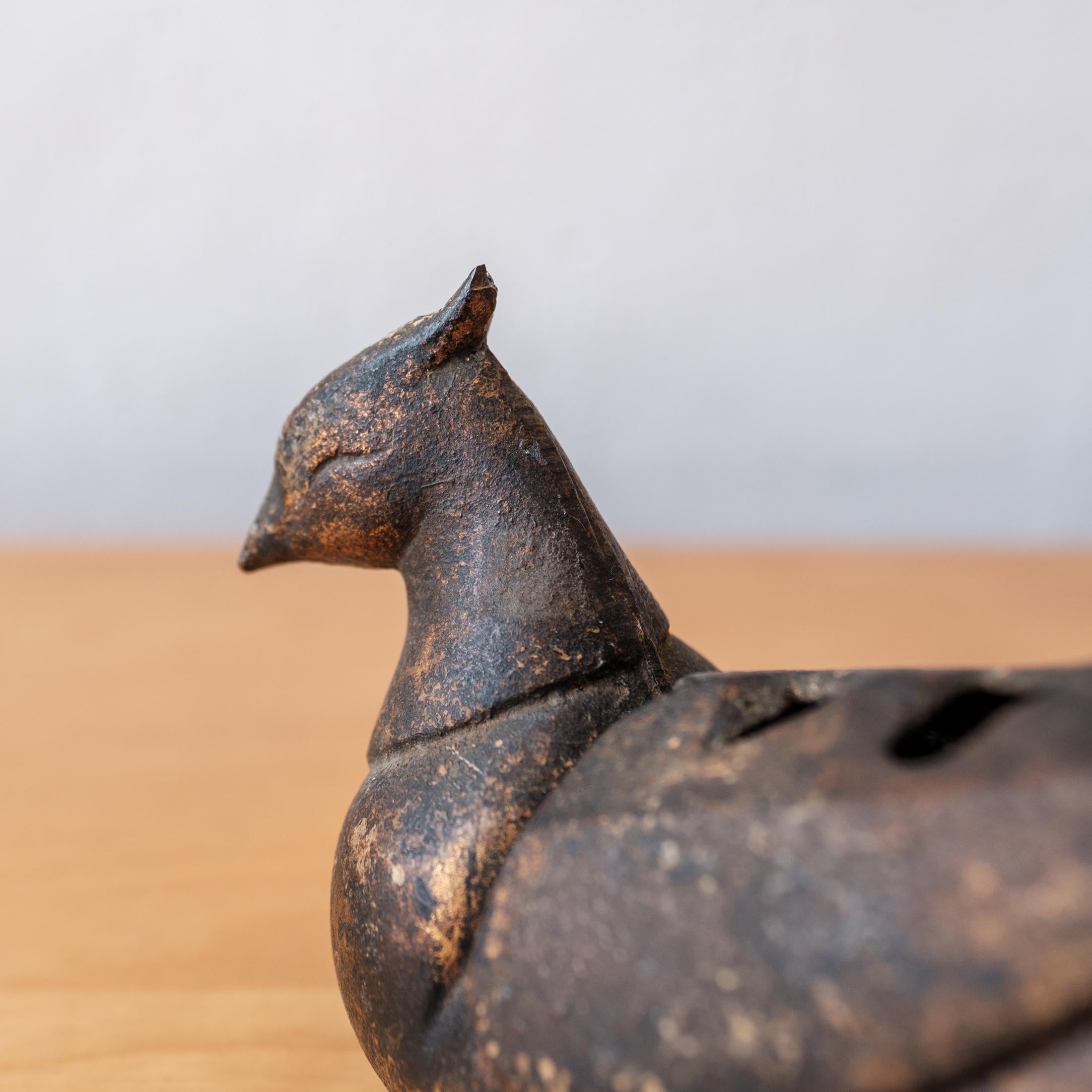 Mid-20th Century Japanese Iron Abstract Bird Incense Burner