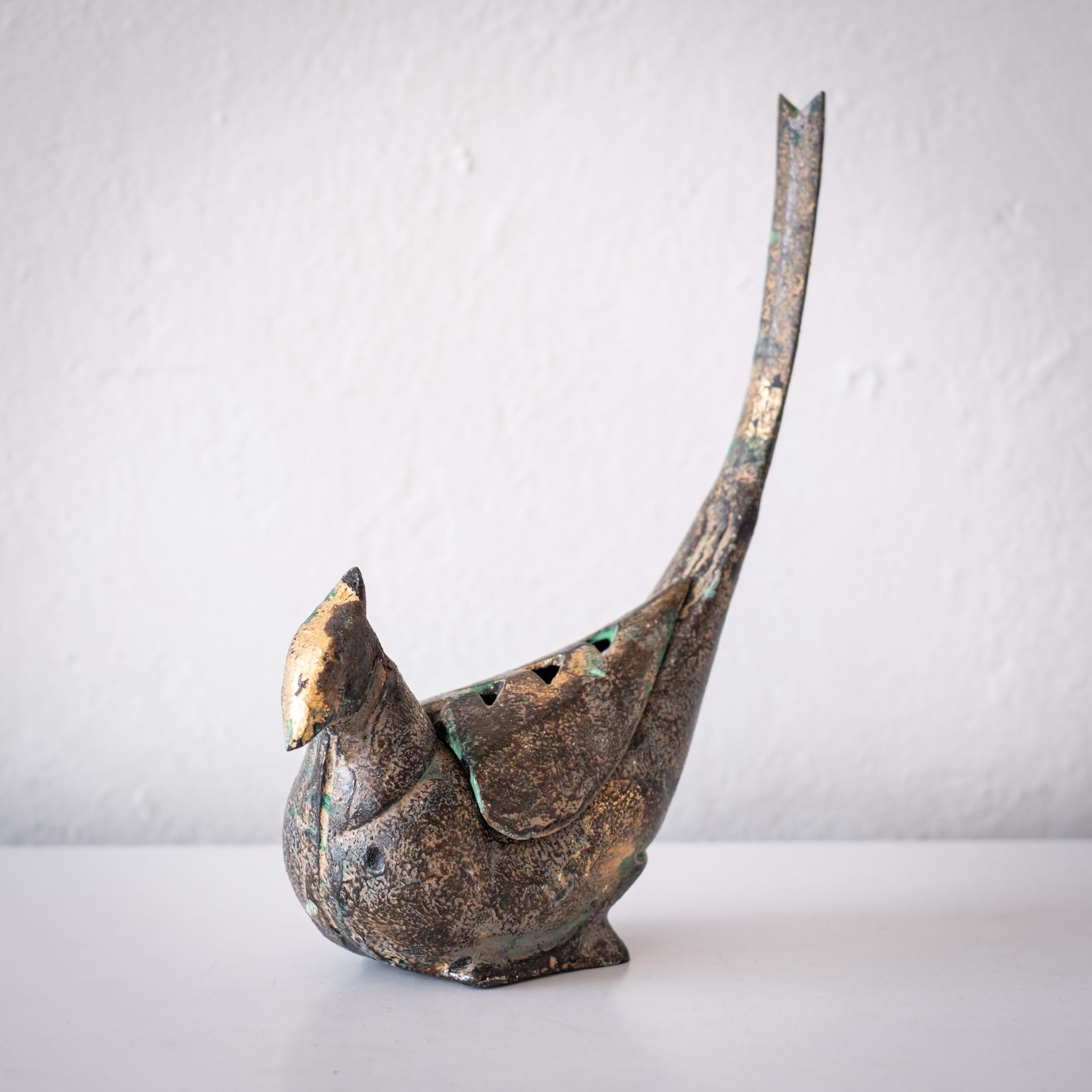 Japanese Iron Abstract Bird Incense Burner For Sale 1