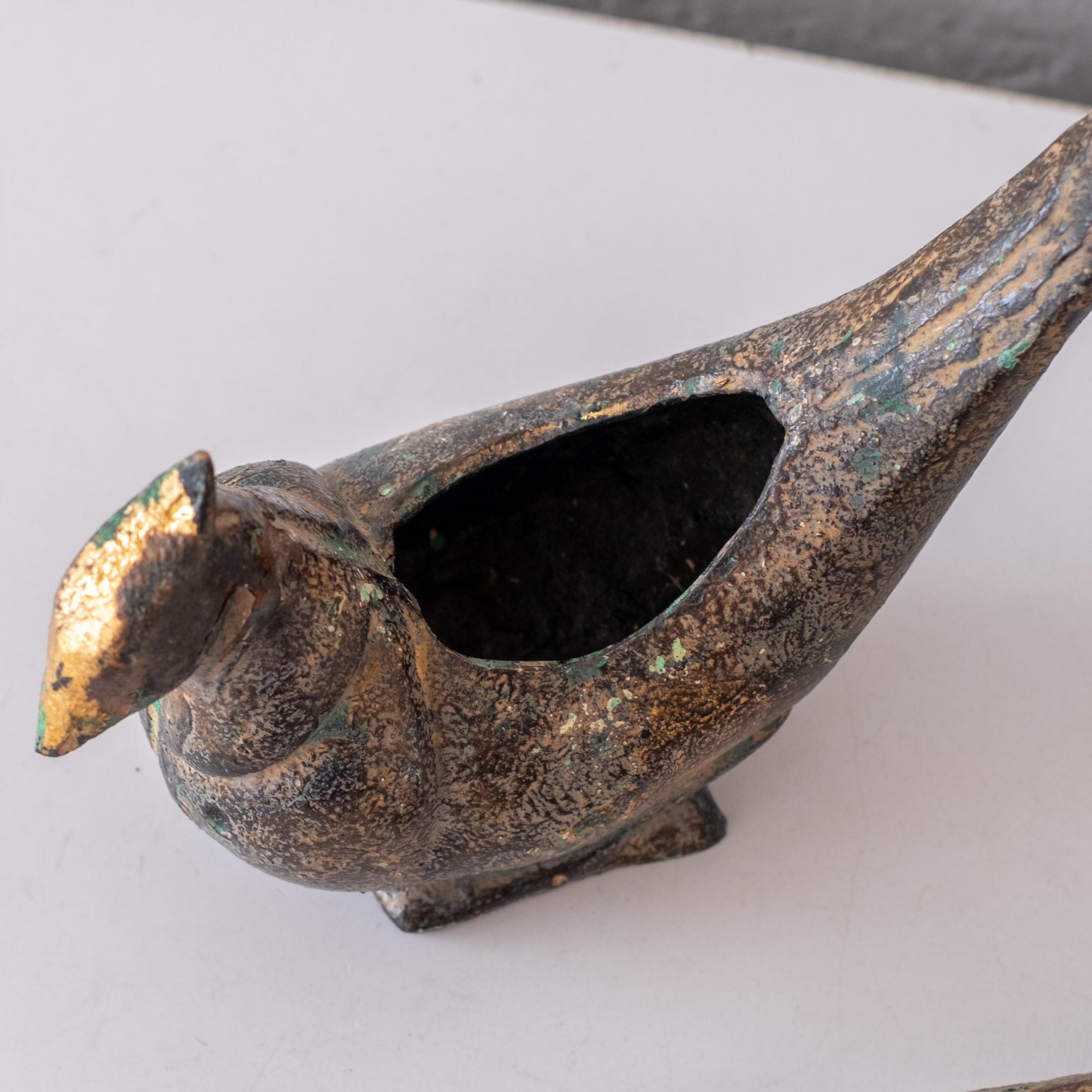 Japanese Iron Abstract Bird Incense Burner For Sale 2