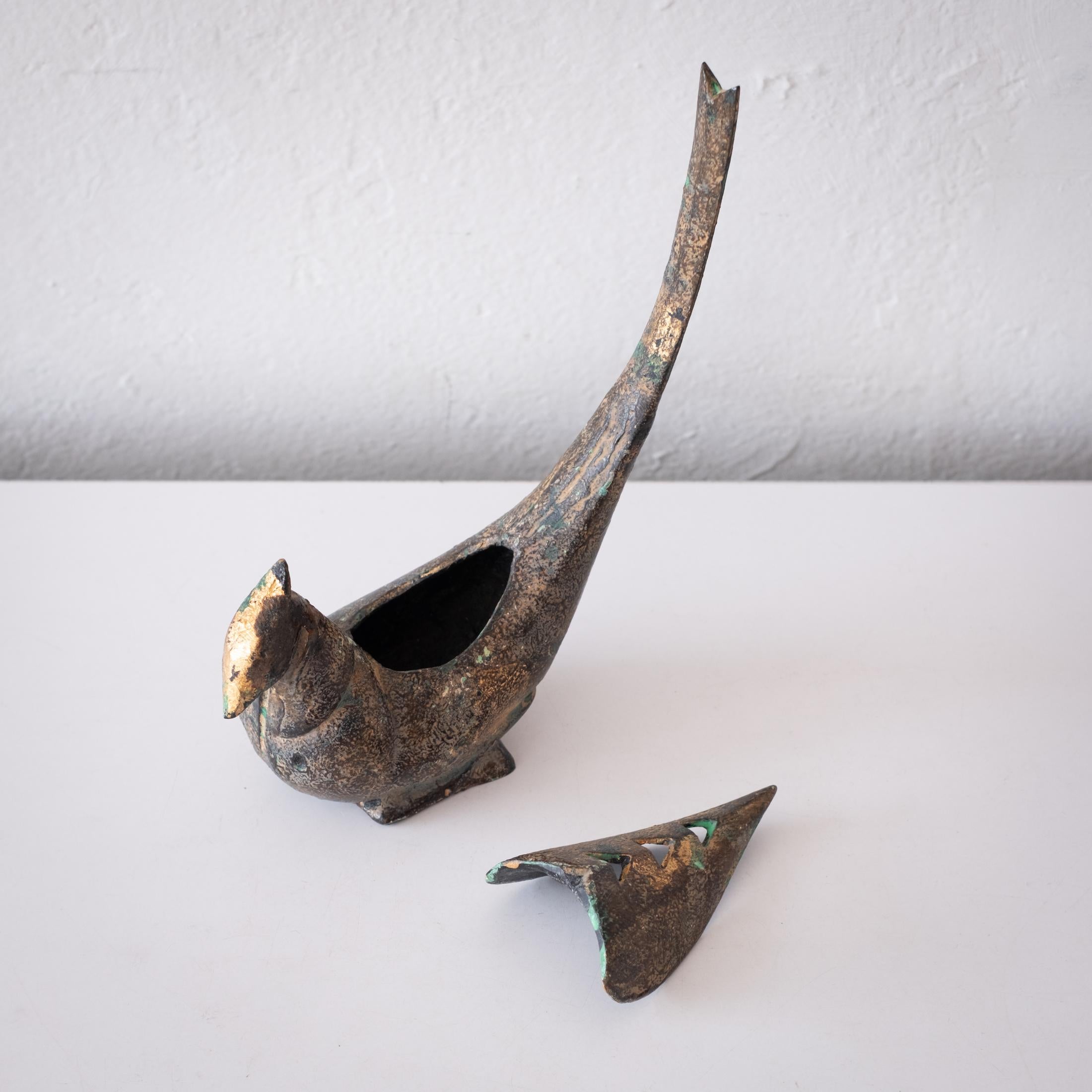 Japanese Iron Abstract Bird Incense Burner For Sale 3