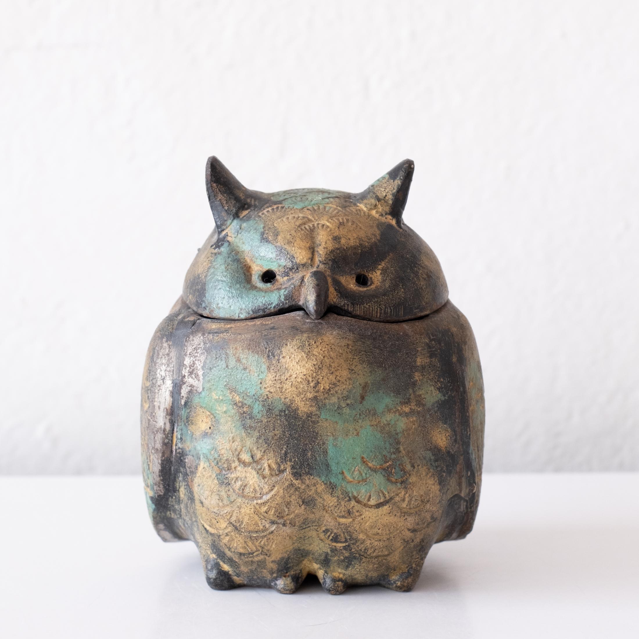 Japanese Iron Abstract Owl Incense Burner 5