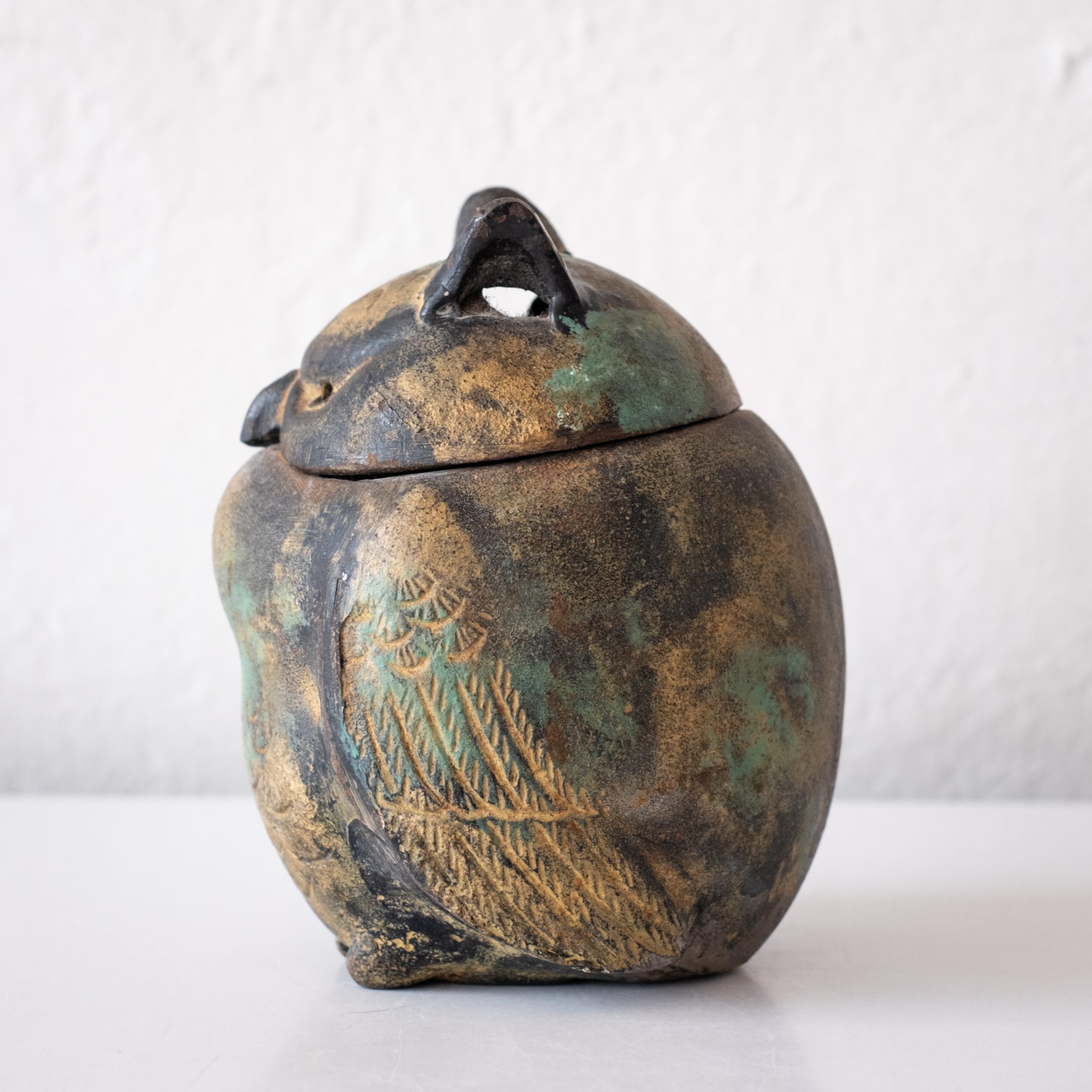 Japanese Iron Abstract Owl Incense Burner 2
