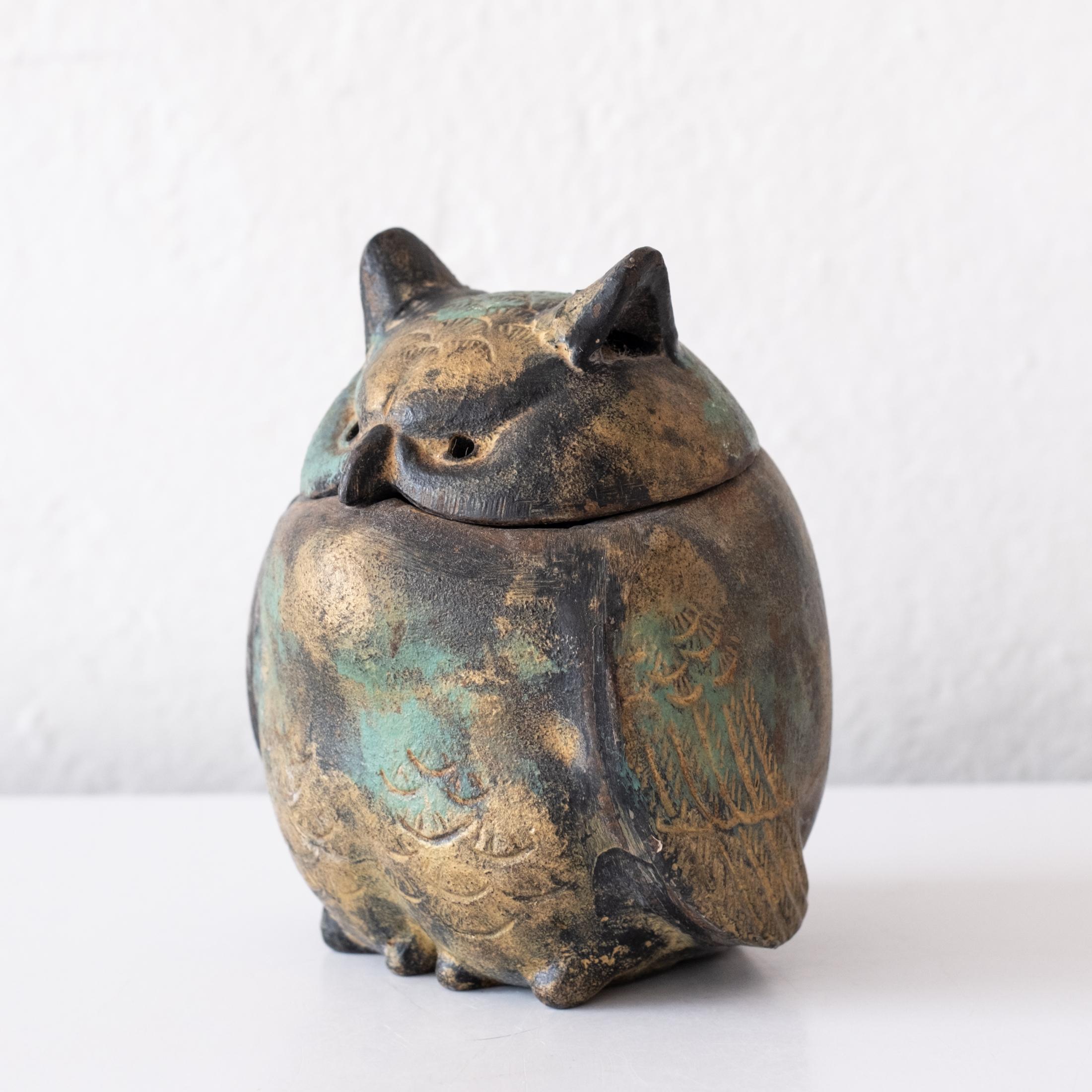 Japanese Iron Abstract Owl Incense Burner 3