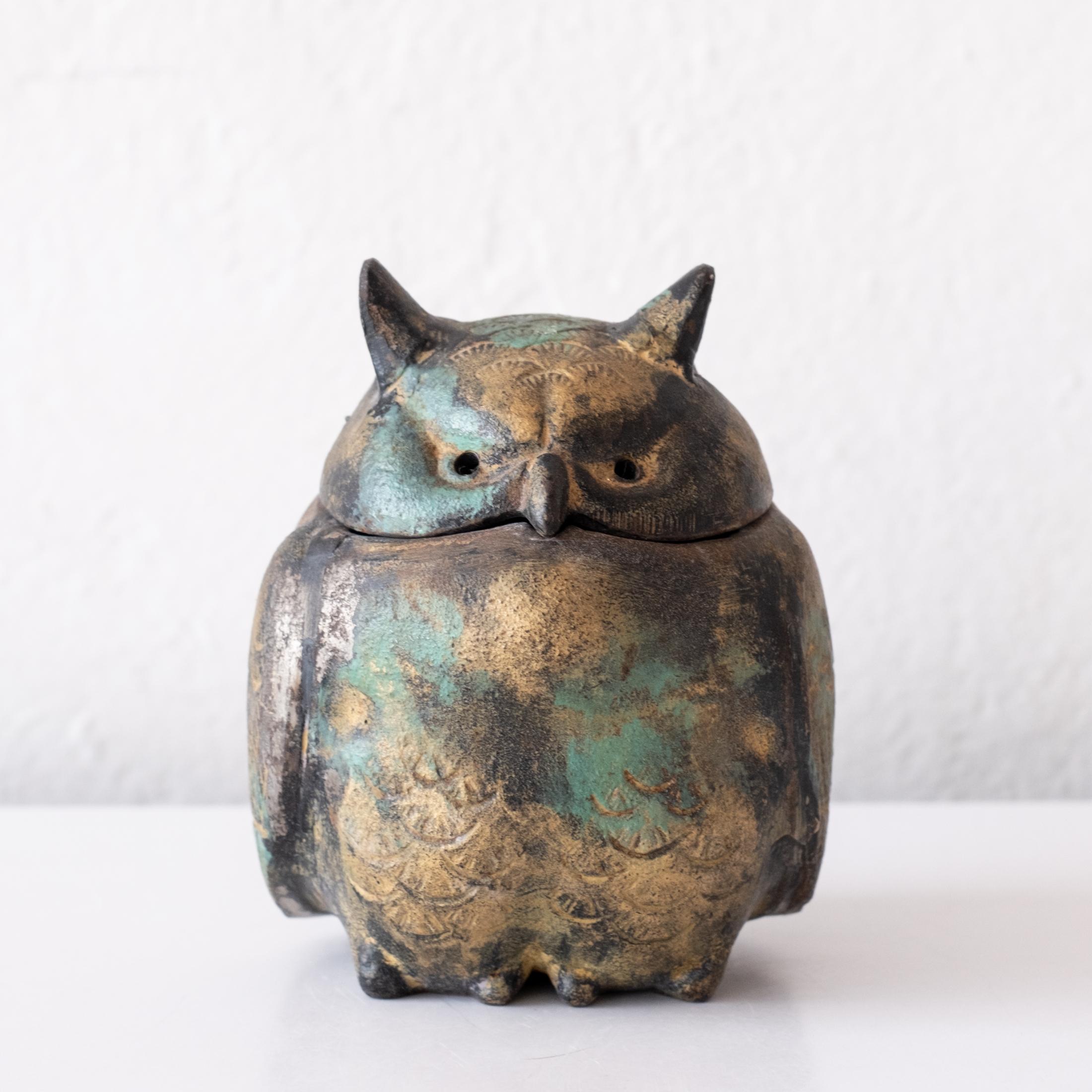 Japanese Iron Abstract Owl Incense Burner 4