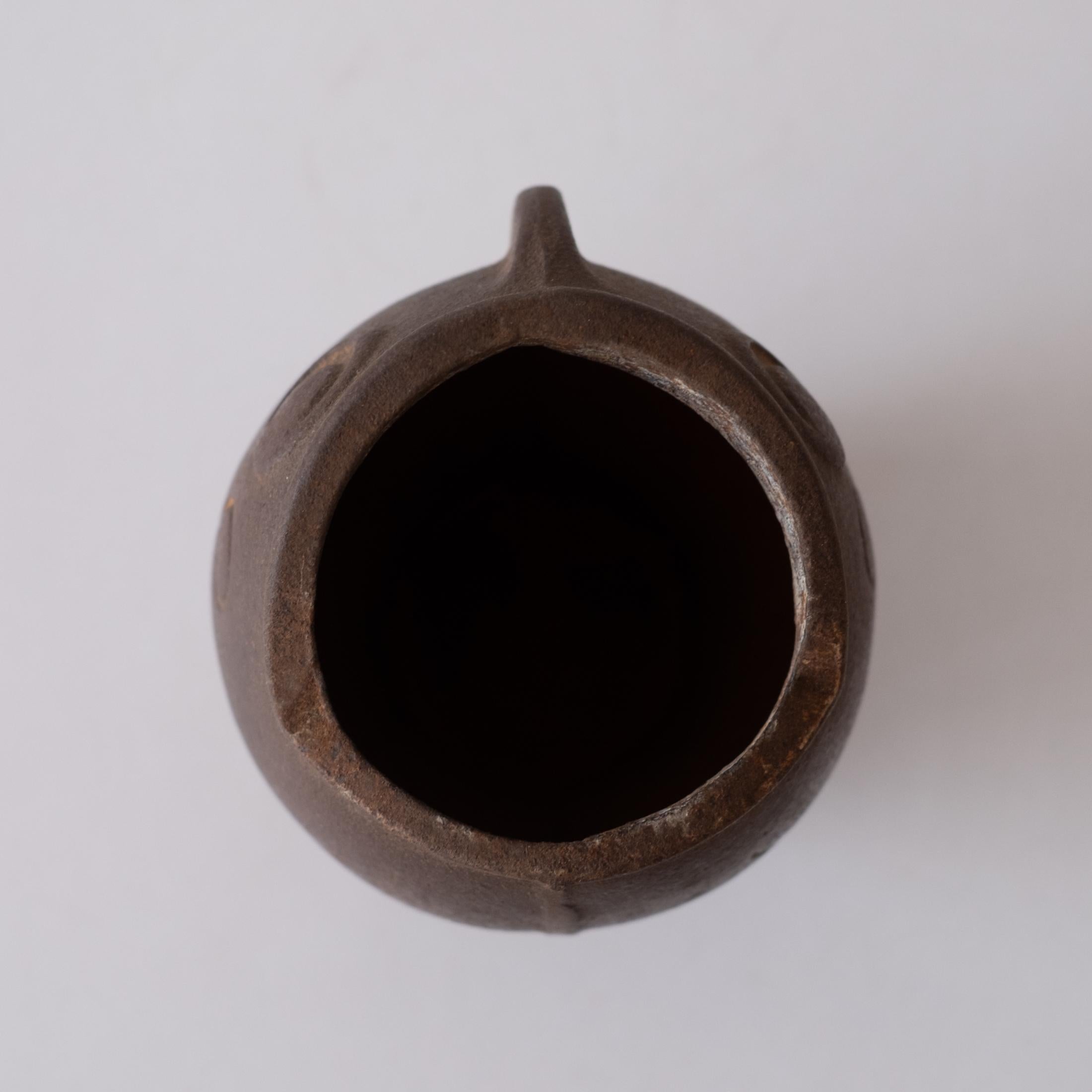 Japanese Iron Abstract Signed Fish Vase or Incense Burner 3