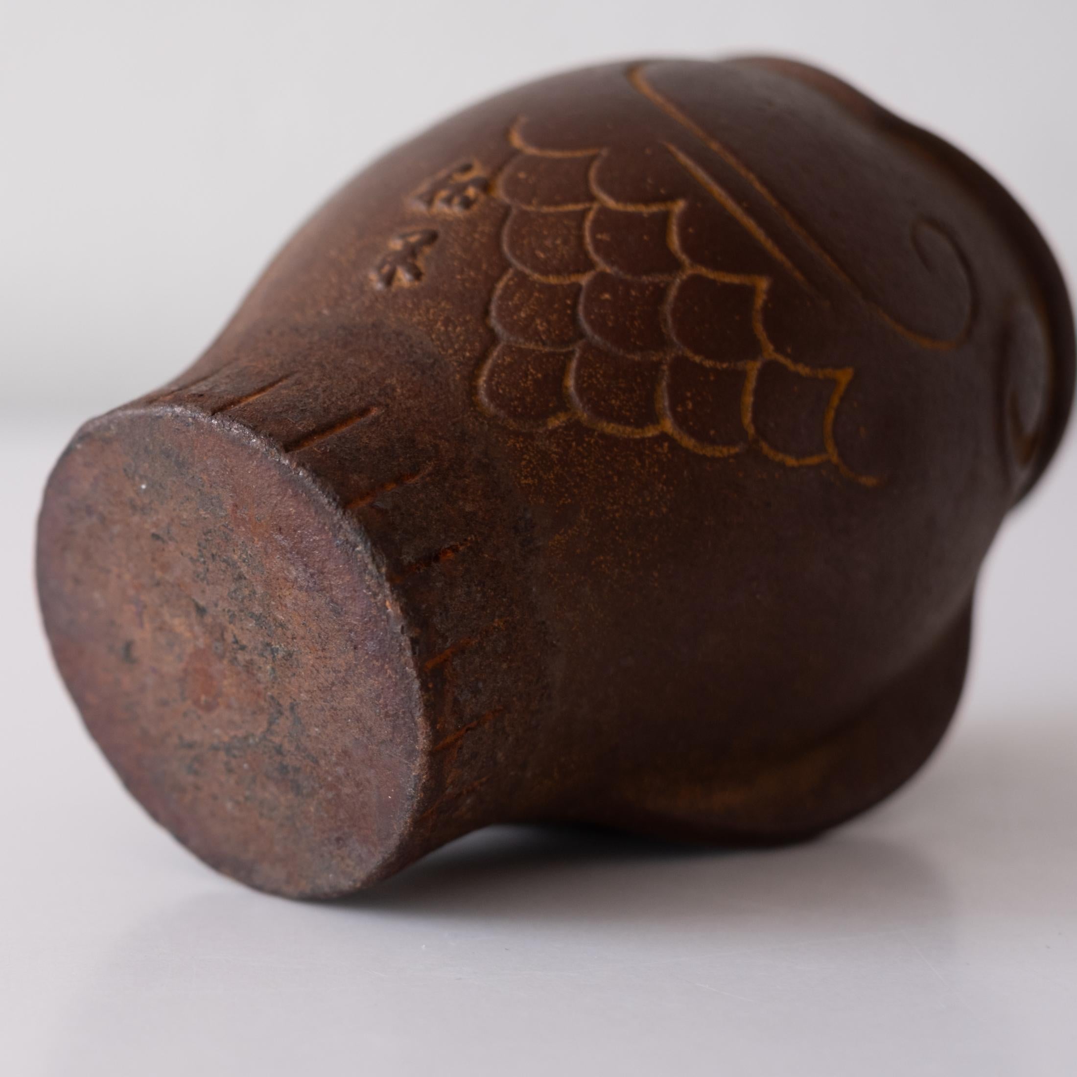 Japanese Iron Abstract Signed Fish Vase or Incense Burner 4