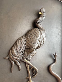 19th Century Japanese Iron and Mixed Metal Wall Panel