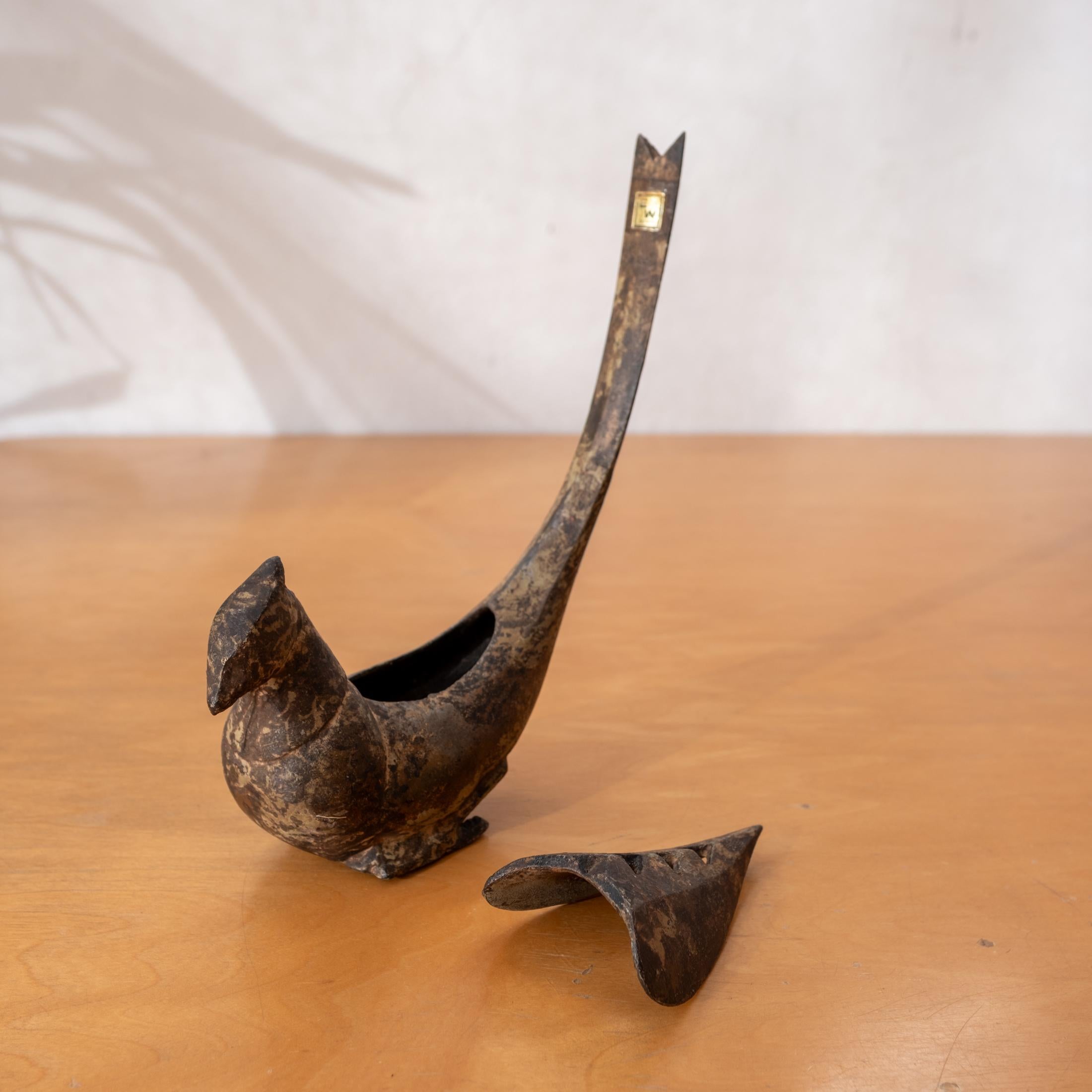 Japanese Iron Bird Incense Burner For Sale 6