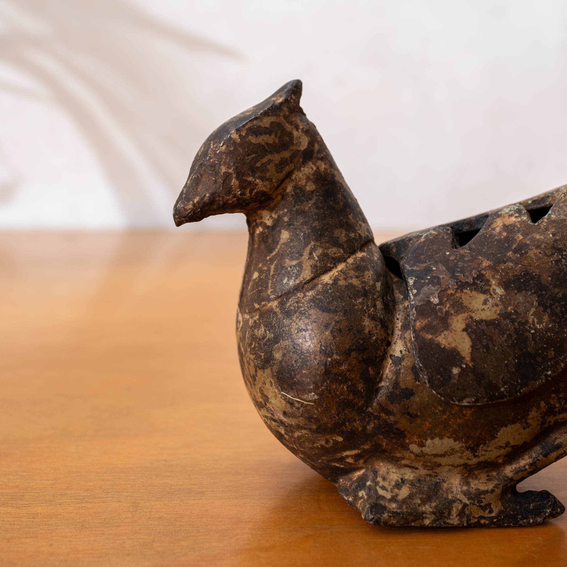 Mid-Century Modern Japanese Iron Bird Incense Burner For Sale