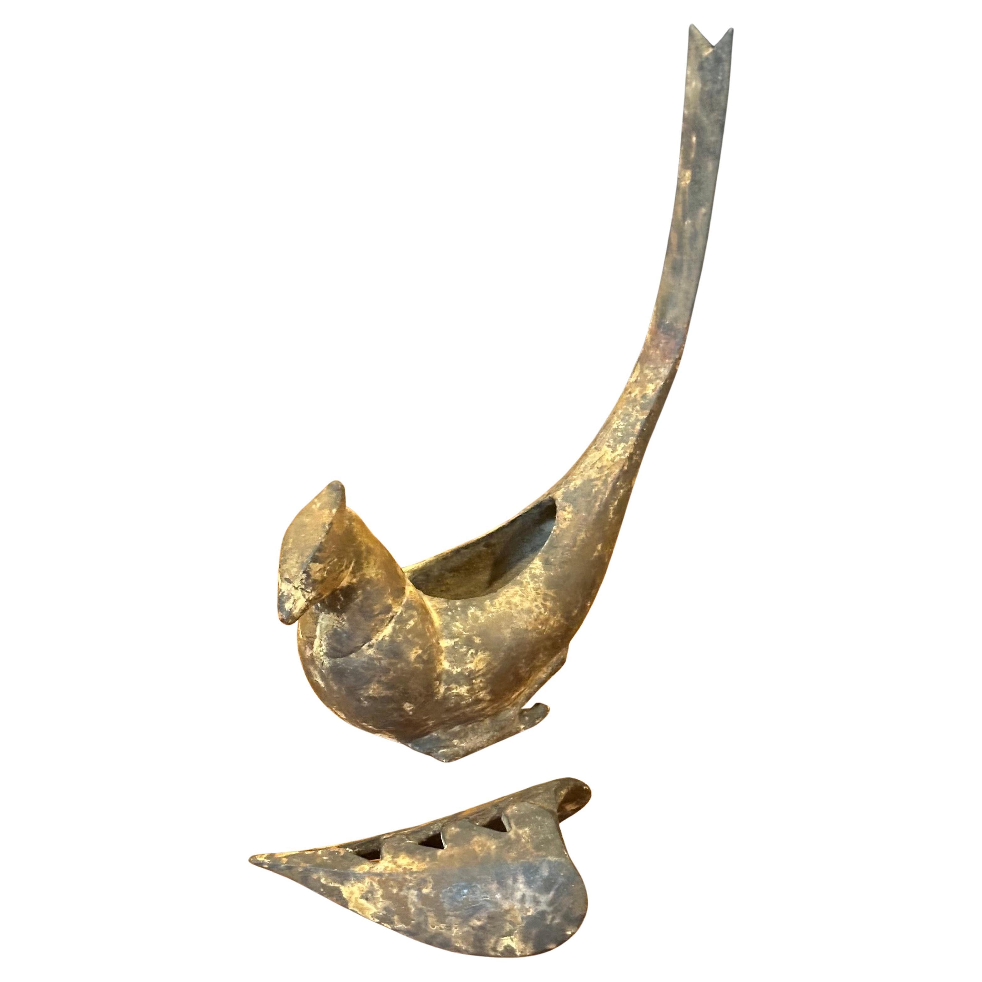 Mid-Century Modern Japanese Iron Bird Incense Burner For Sale
